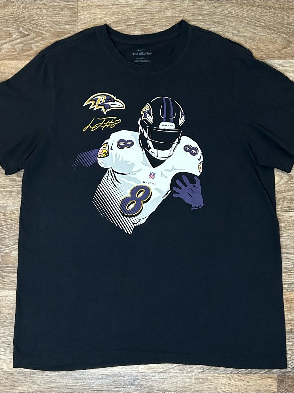 Lamar Jackson Baltimore Ravens Nike NFL T-Shirt - Black Graphic Tee - Mens Large